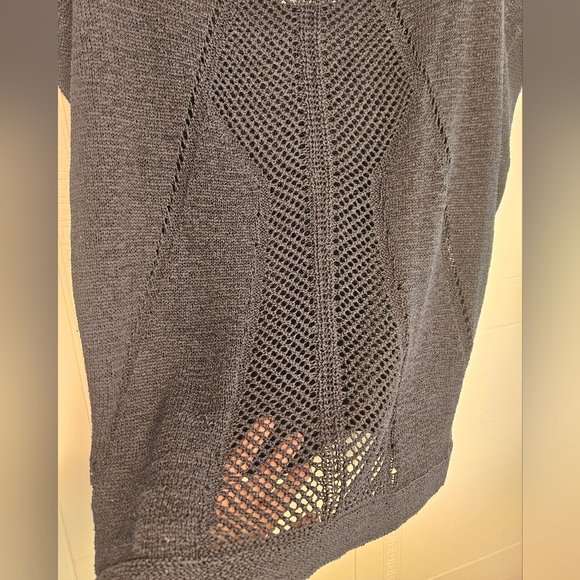 Eloqui Navy Cotton Blend Crochet Knit Drop Short Sleeve T-shirt Plus Size 18/20 - Picture 5 of 10